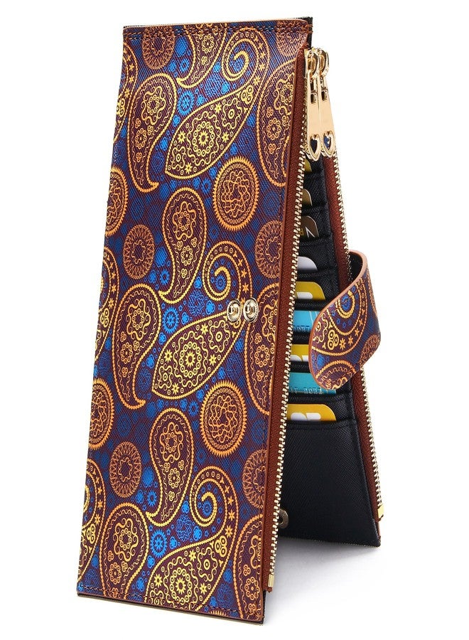YOUBDM Womens Slim Wallet RFID Blocking Bifold Credit Card Holder Leather Multi Card Organizer with 2 Zipper Pockets - Image 1